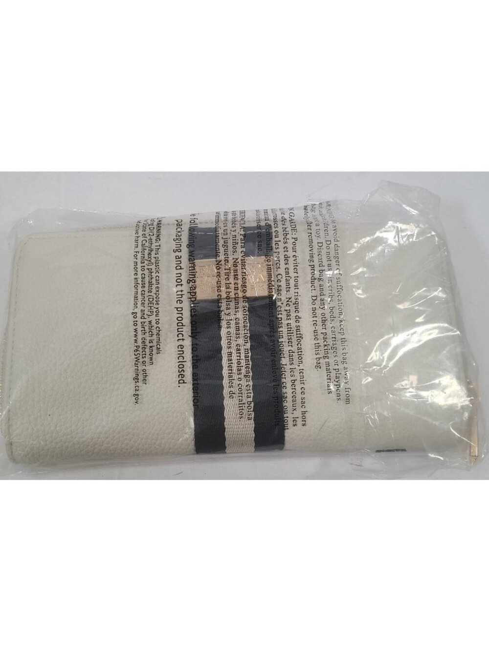 Badgley Mischka New York Wallet Pebbled Leather Ivory Bailey Collection NWT